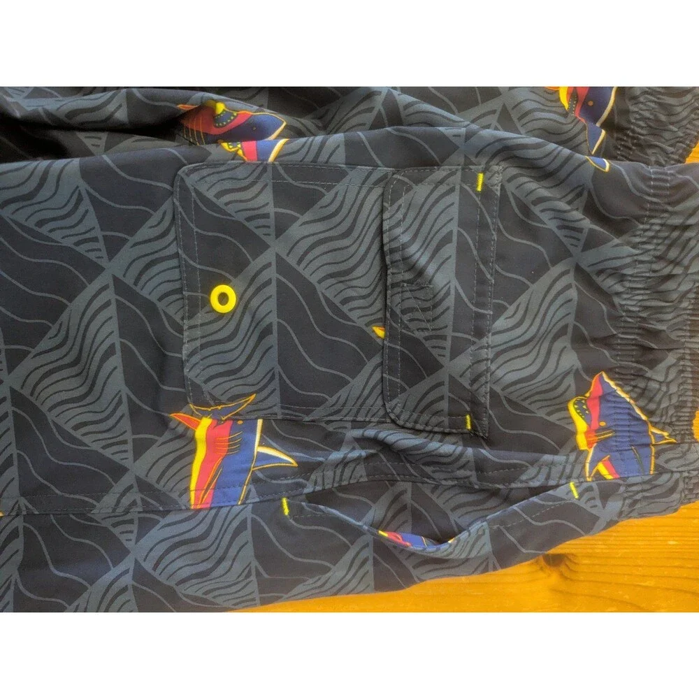 Boys Shark Print Swim Trunks